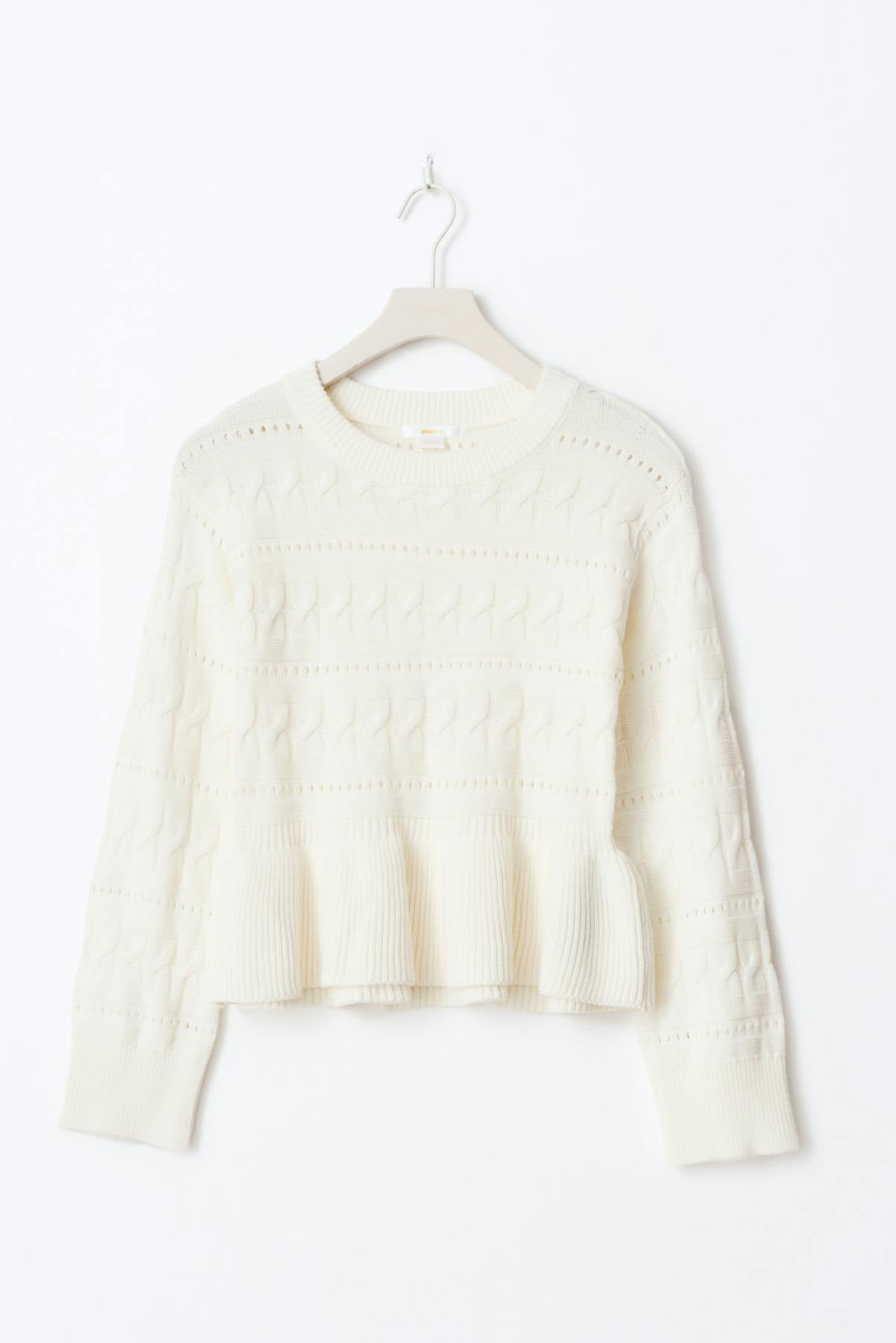 Y cable knitted sweater - Blanc cassé