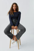 Soft touch boatneck top - Noir