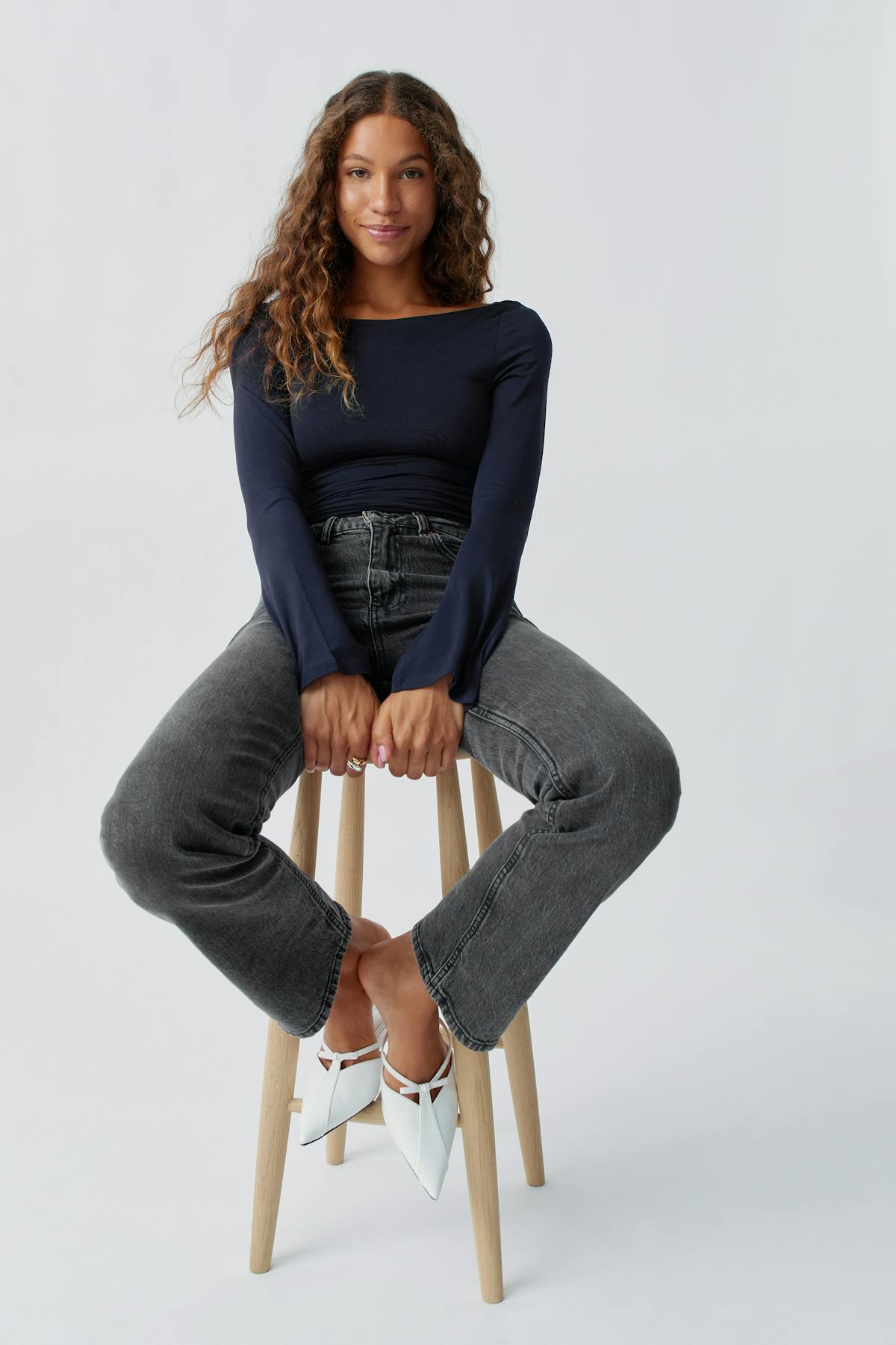 Soft touch boatneck top - Noir
