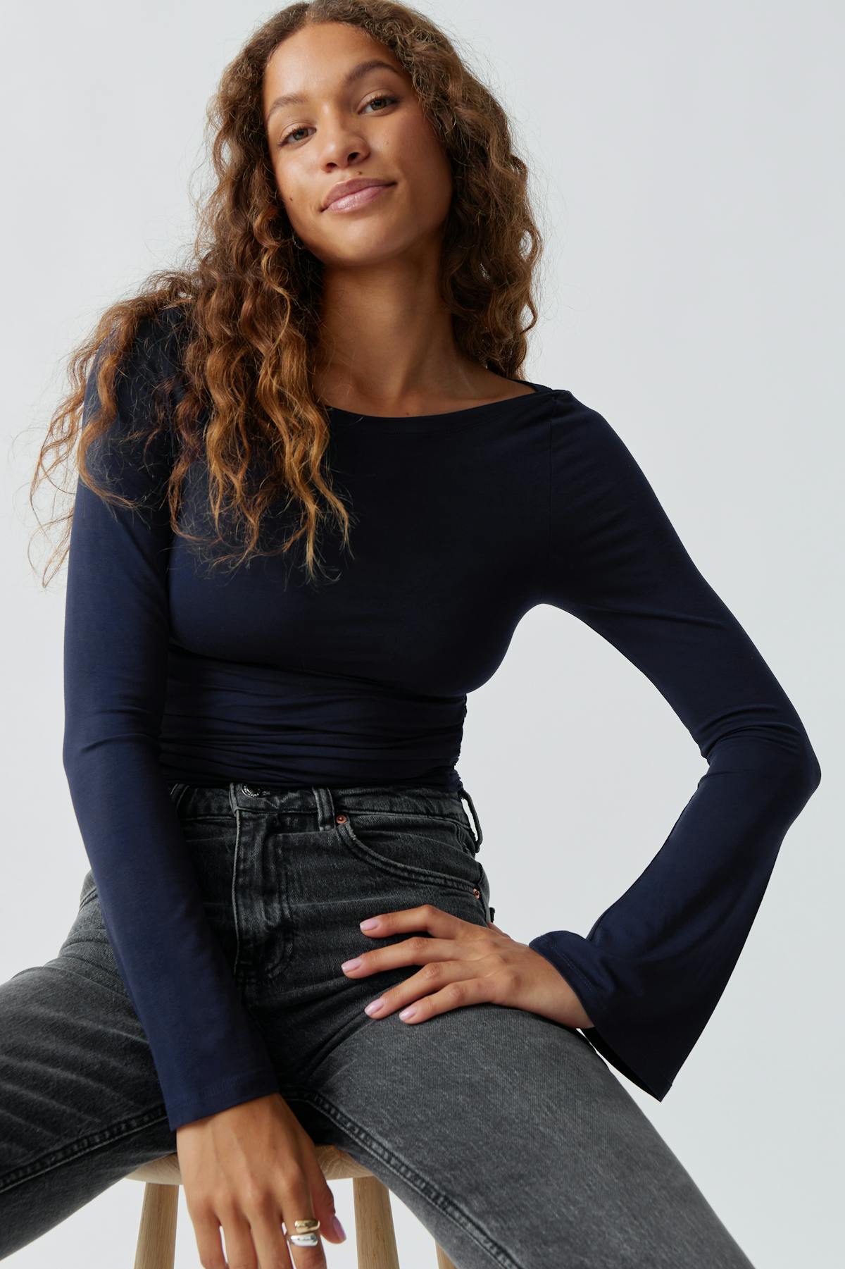Soft touch boatneck top - Noir
