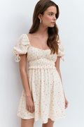 puff sleeve dress - Blue flower
