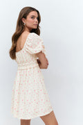 puff sleeve dress - Blue flower