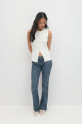 Knitted button vest - Blanc cassé