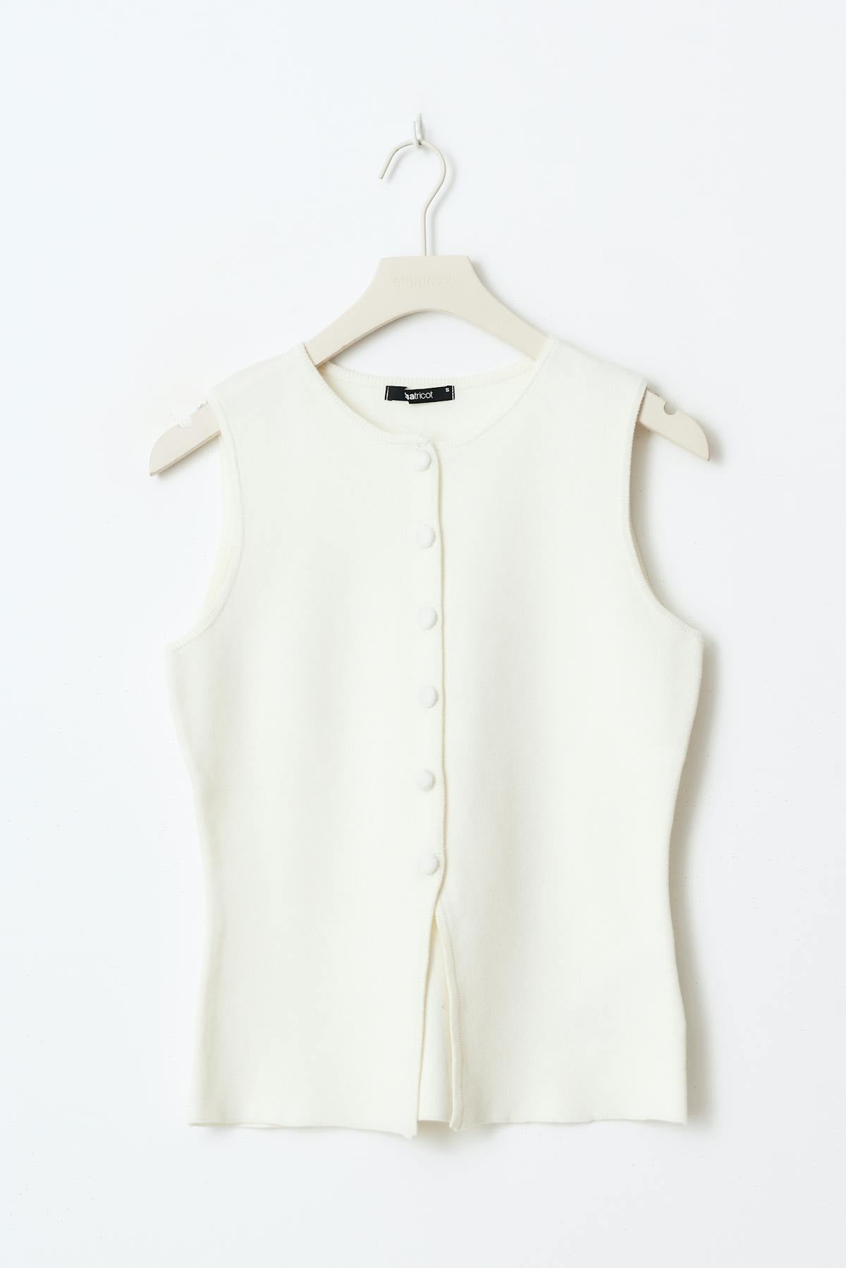 Knitted button vest - Blanc cassé