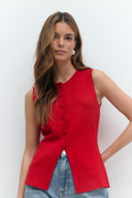 Knitted button vest - Noir