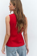 Knitted button vest - High risk red