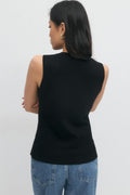 Knitted button vest - Noir