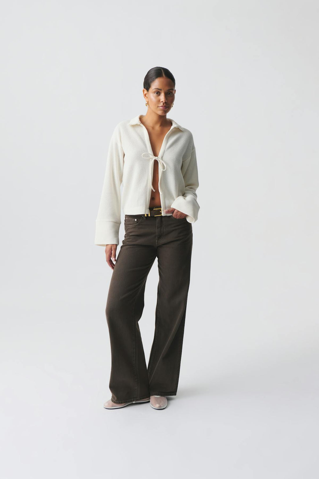 Tie front cardigan - Ecru
