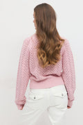 Y knitted cardigan - Pink melange