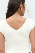 Y knitted rib top - Blanc cassé