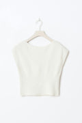 Y knitted rib top - Blanc cassé