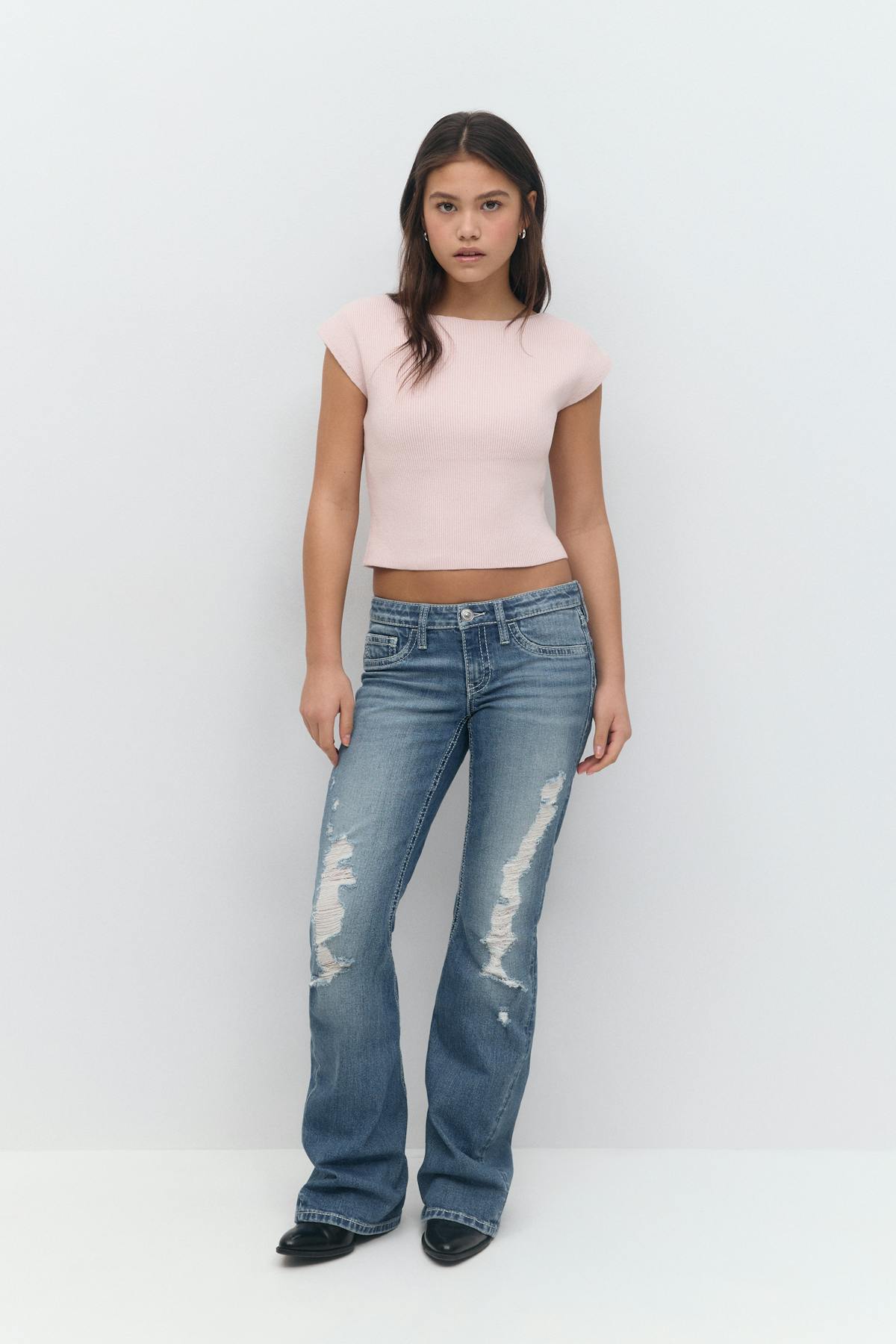 Y knitted rib top - Primrose pink
