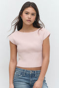 Y knitted rib top - Primrose pink