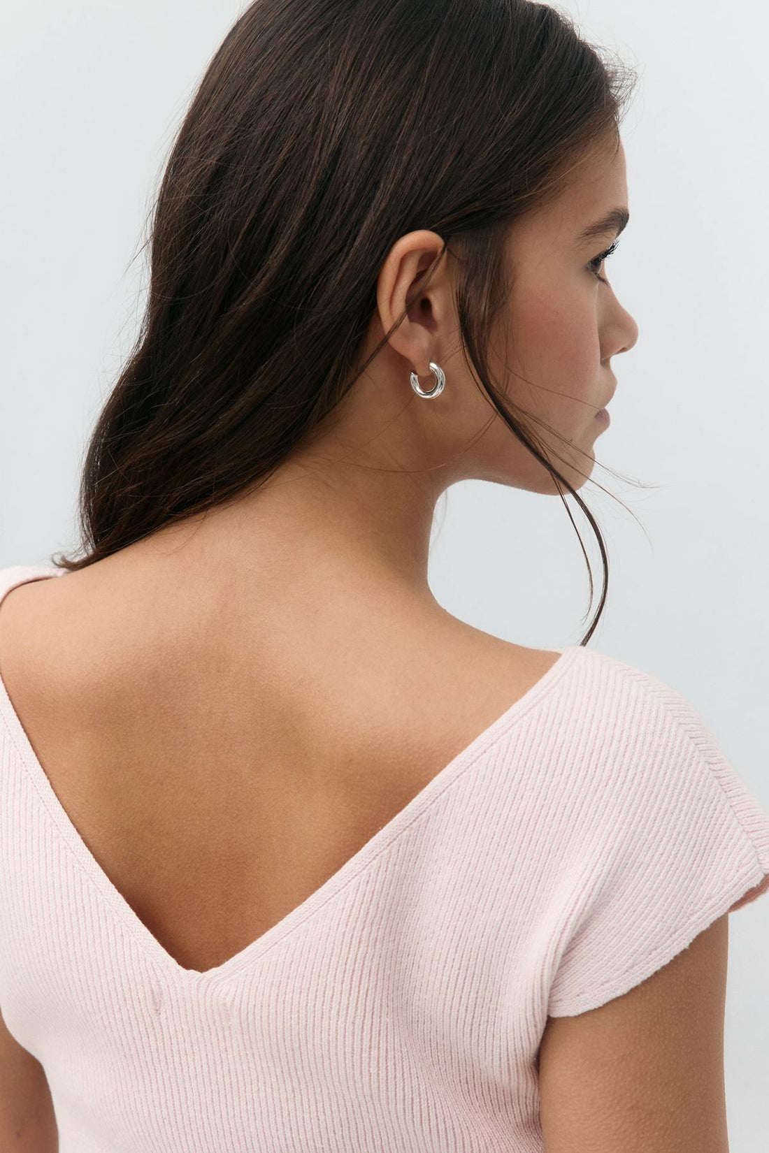 Y knitted rib top - Primrose pink
