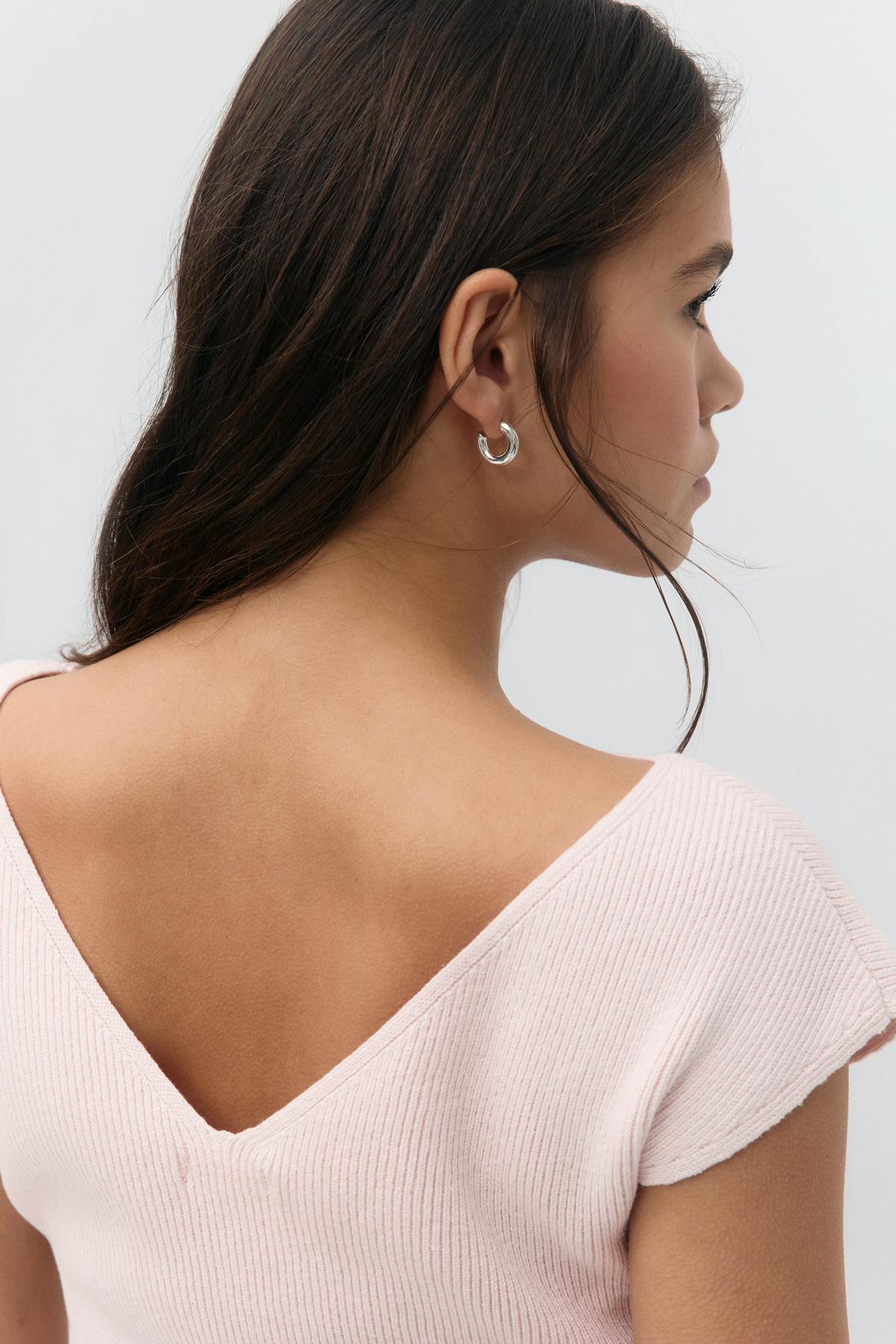 Y knitted rib top - Primrose pink
