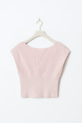 Y knitted rib top - Primrose pink