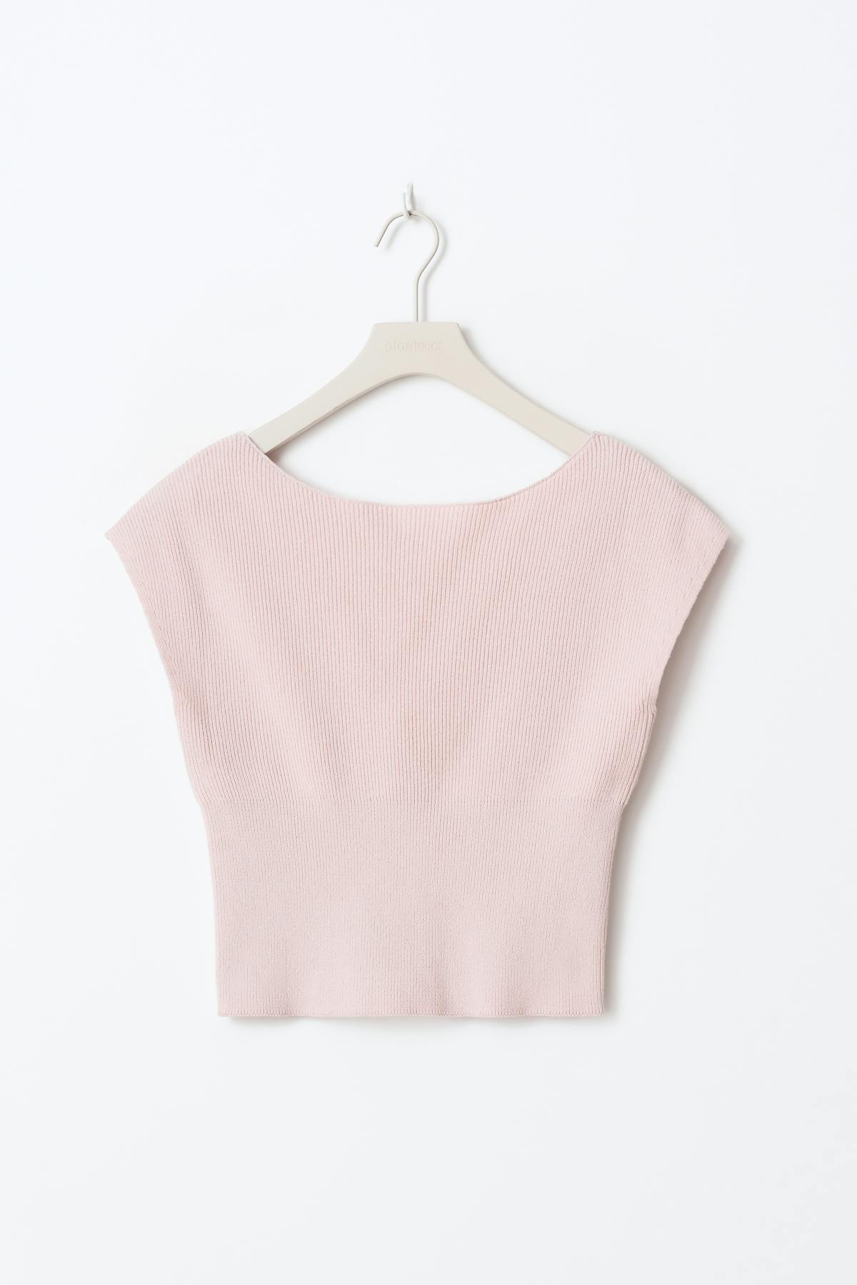 Y knitted rib top - Primrose pink