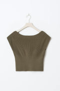 Y knitted rib top - Army green