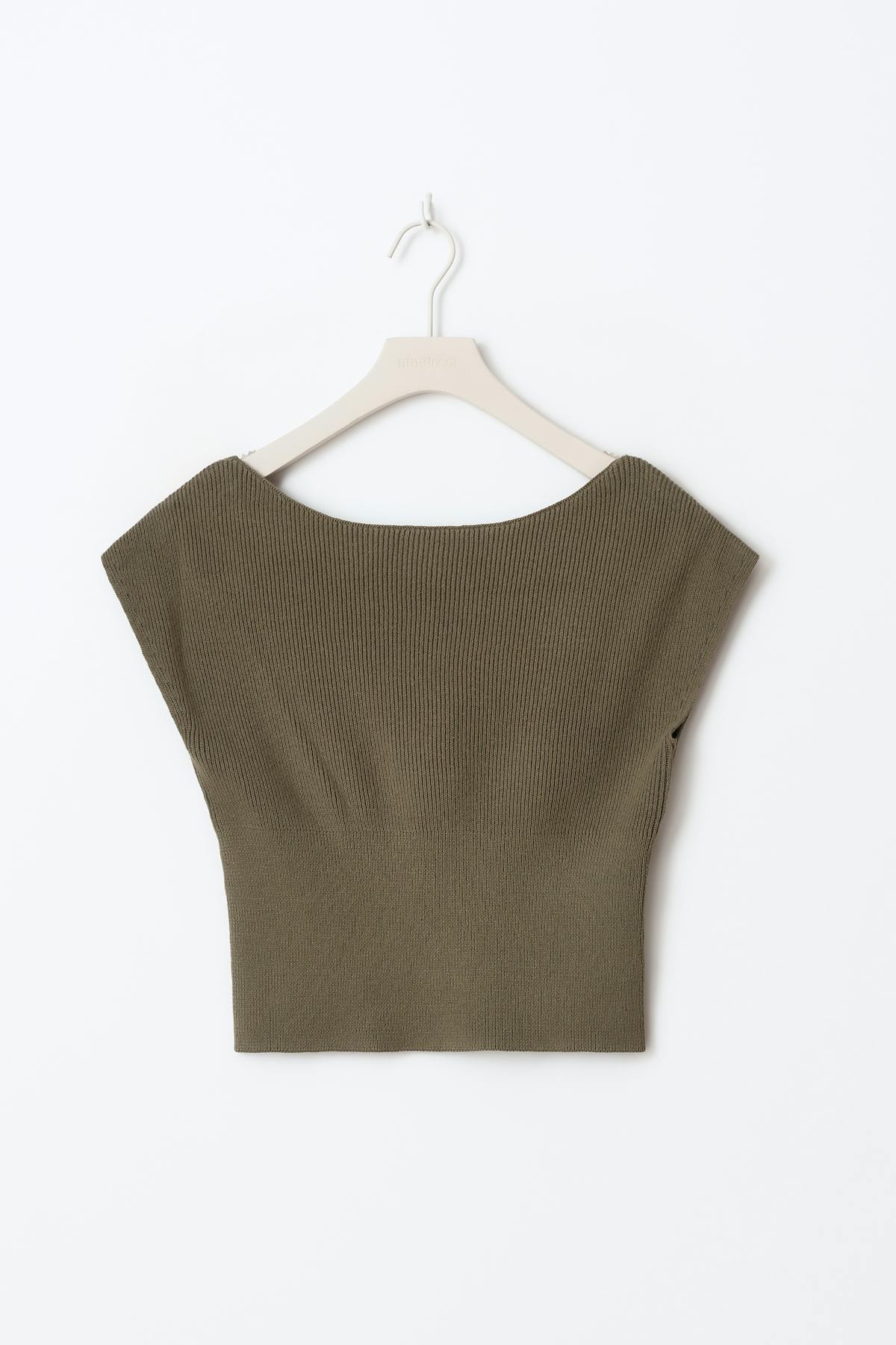 Y knitted rib top - Army green