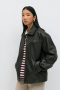Oversized pu jacket - Marron foncé