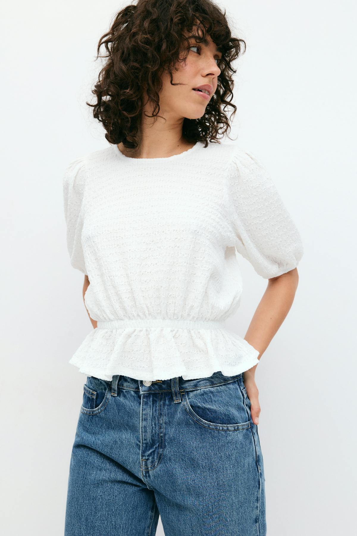 Puff sleeve top - Pink ditsy