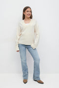 Y knit v-neck sweater - Gardenia