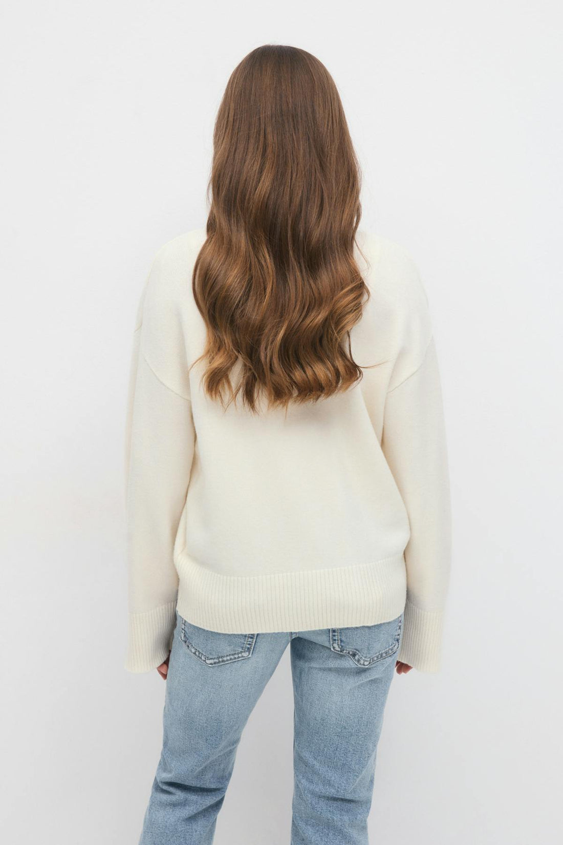 Y knit v-neck sweater - Gardenia