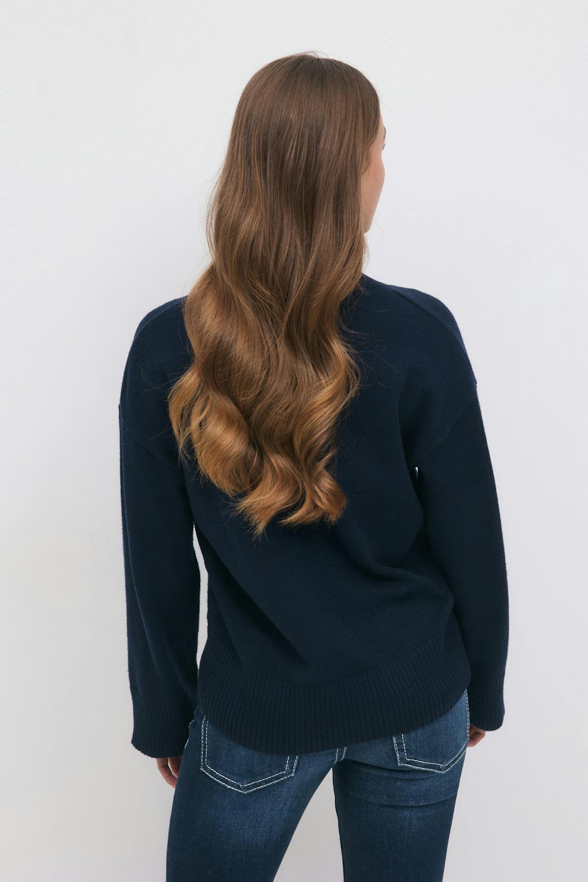 Y knit v-neck sweater - Navy blazer