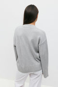 Y knit v-neck sweater - Lt grey melange