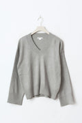 Y knit v-neck sweater - Lt grey melange
