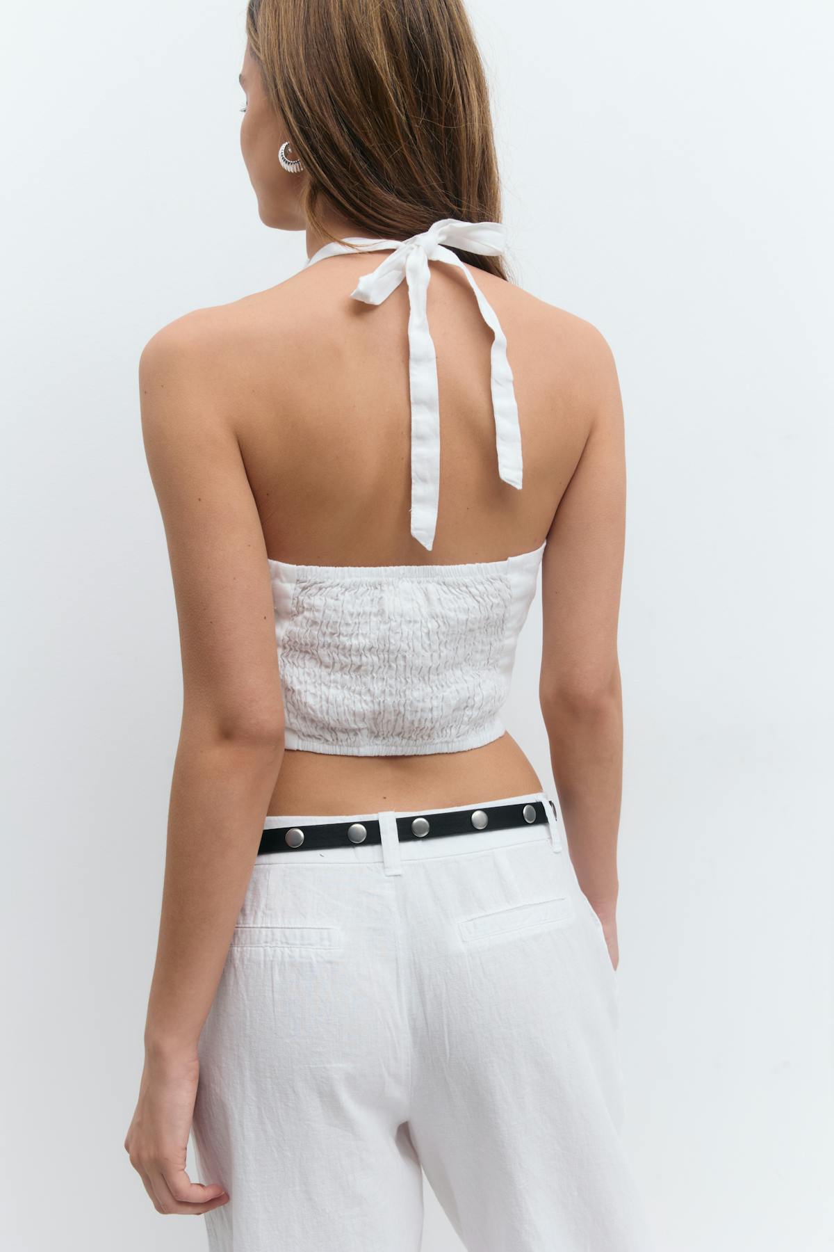 Linen halterneck vest - Blanc