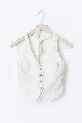 Linen halterneck vest - Blanc