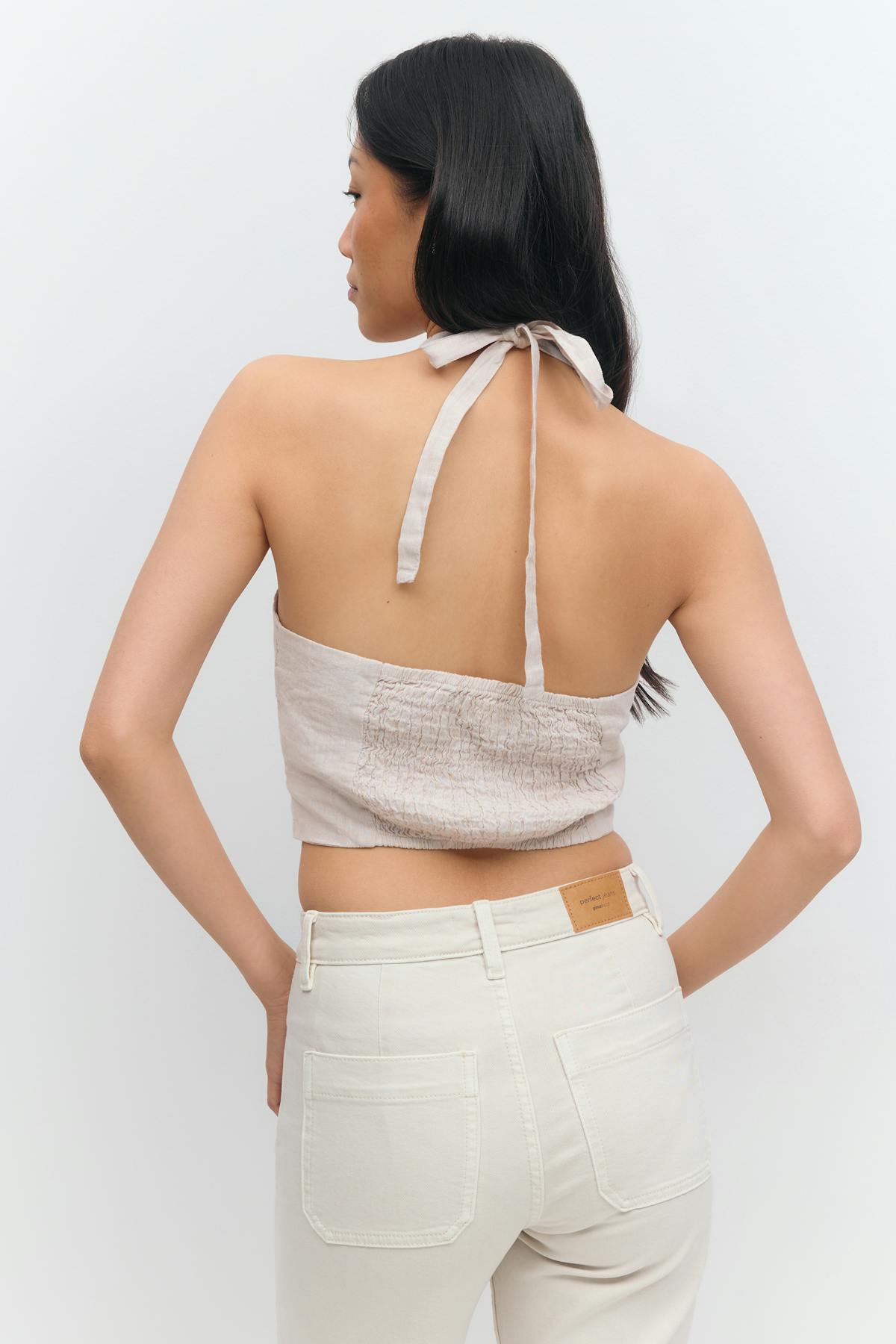 Linen halterneck vest - Blanc