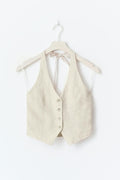 Linen halterneck vest - Lt linen beige