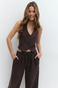 Linen halterneck vest - Lt linen beige