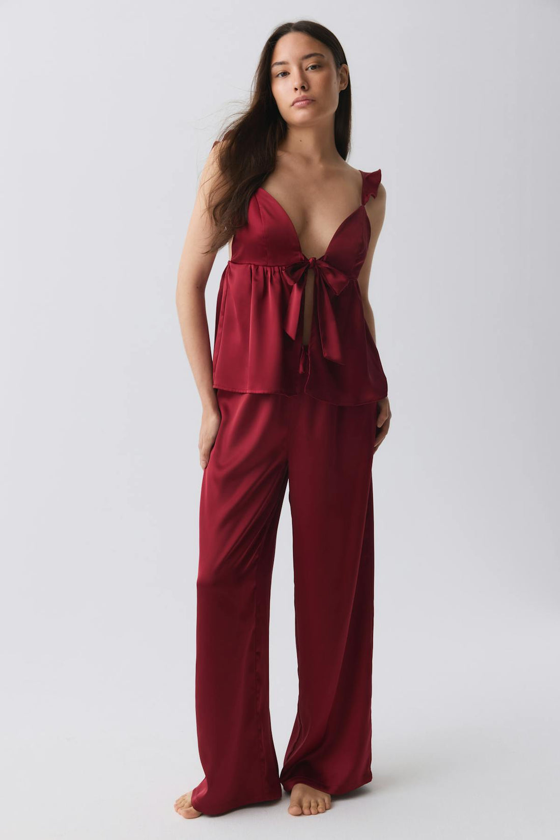 Satin pyjamas trousers - Bordeaux