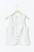 Linen blend tailored vest - Blanc