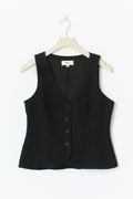 Linen blend tailored vest - Blanc