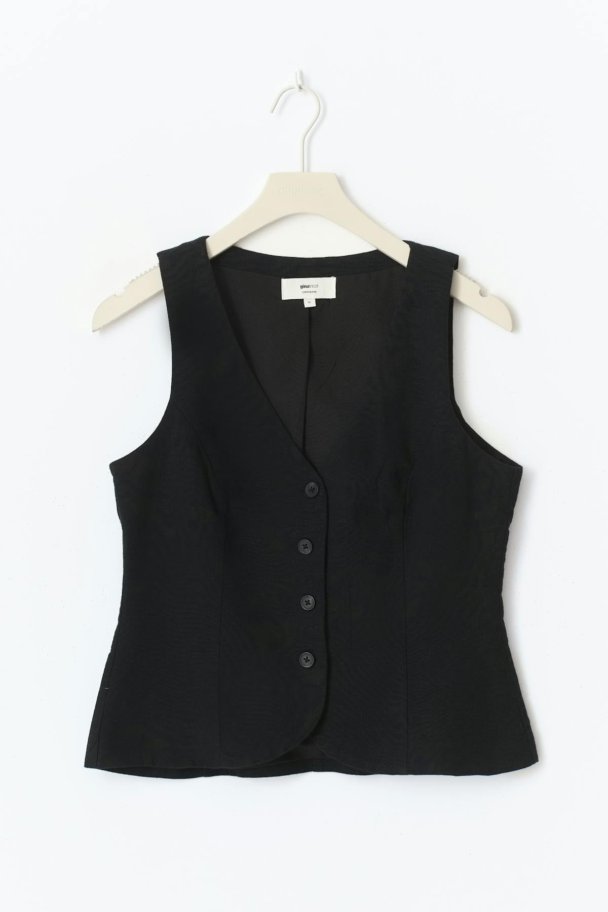 Linen blend tailored vest - Blanc