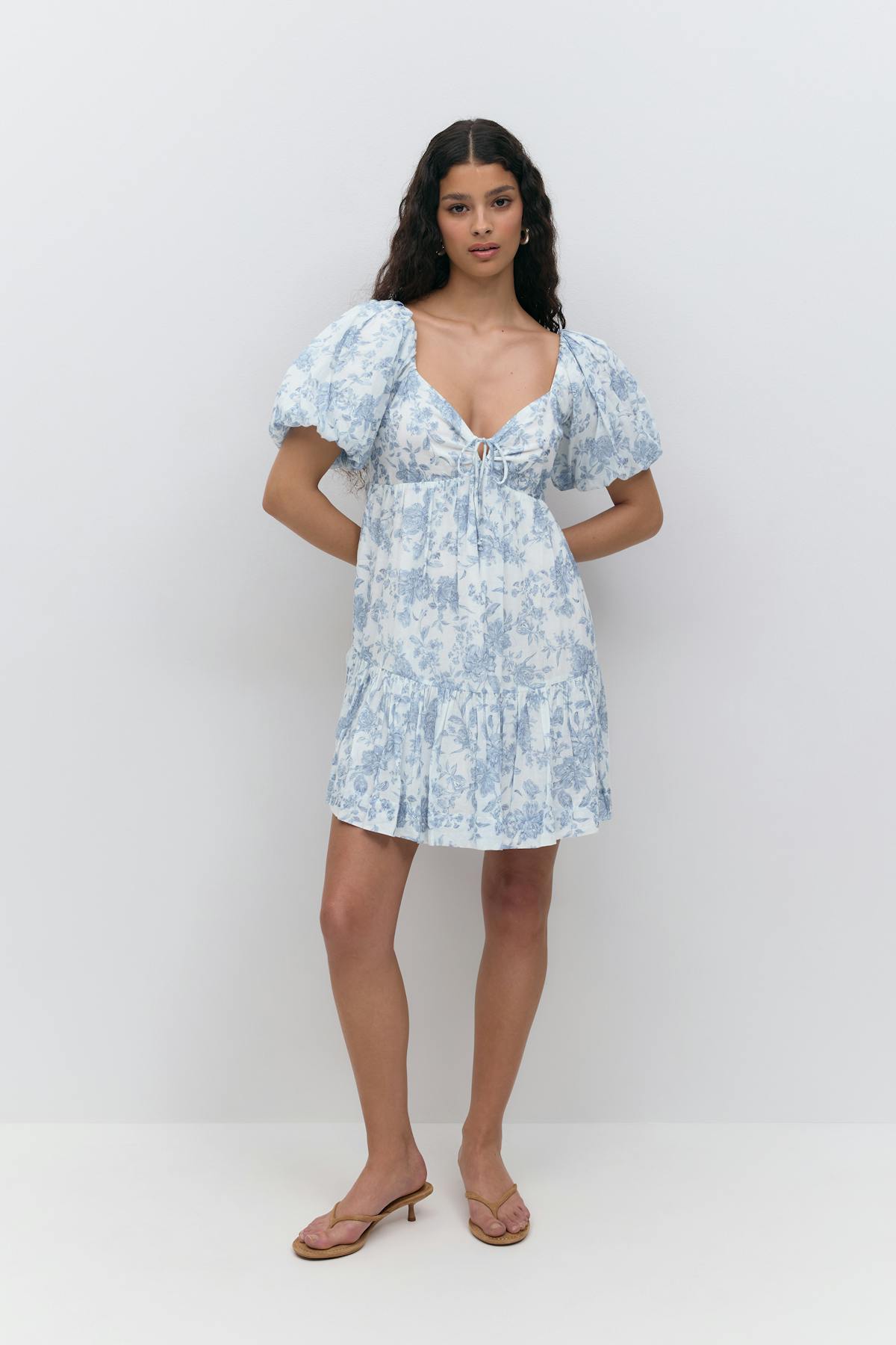 puff sleeve dress - Blanc