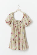puff sleeve dress - Pink flower