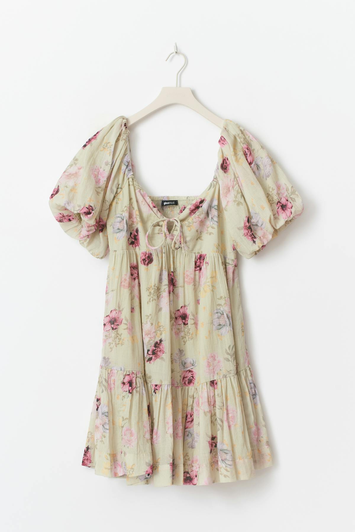 puff sleeve dress - Pink flower