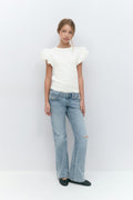 Y frill top - Blanc cassé