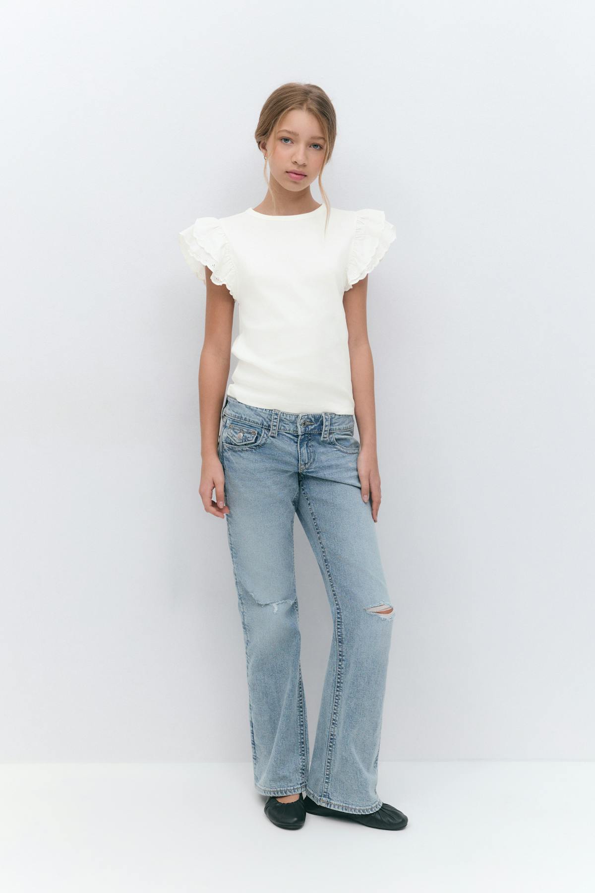 Y frill top - Blanc cassé