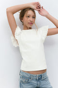 Y frill top - Green lily