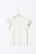 Y frill top - Blanc cassé