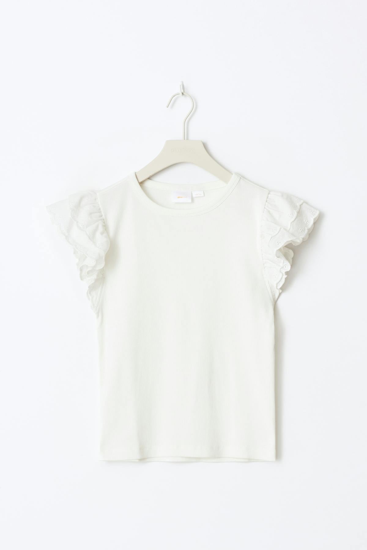 Y frill top - Blanc cassé