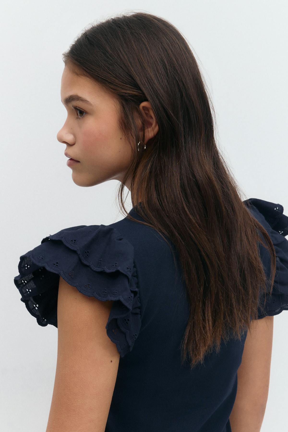 Y frill top - Navy blazer