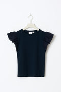 Y frill top - Navy blazer