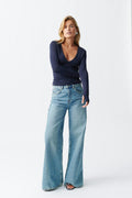 Soft touch v-neck top - Black iris